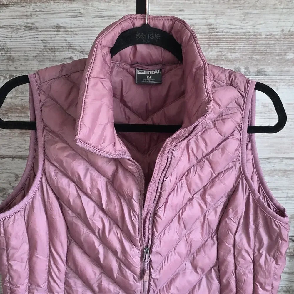 31 Degrees Heat Packable Pink Quilted Puffer Vest Womens Size Medium